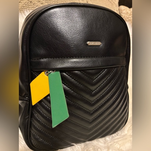 💛💚DAVID JONES  PARIS 
Black Leather 🎒 BACKPACK.💛💚 - Picture 10 of 15